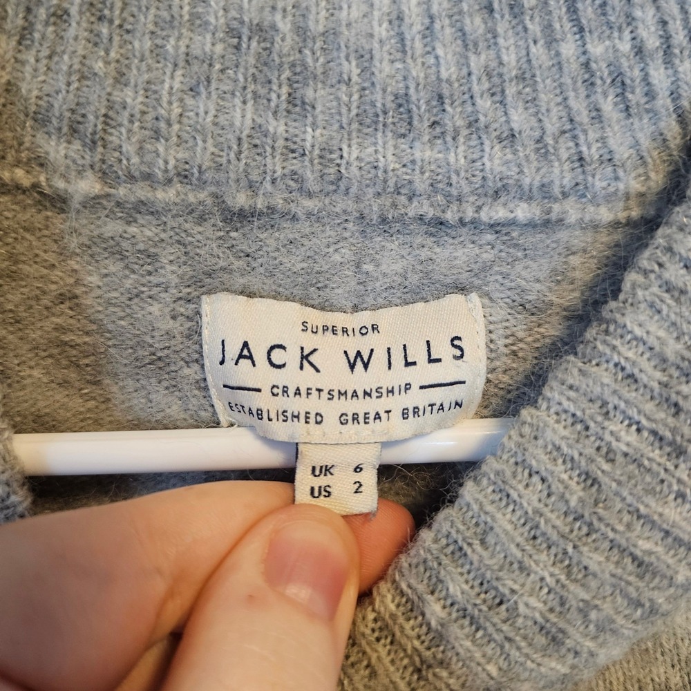 Jack Wills Womens Mock Neck‎ Sweater Gray Knit Pullover Long Sleeve Size US 2 - Picture 3 of 6
